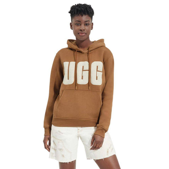 UGG REY UGGFLUFF LOGO Womens Hoodie Chestnut / Plaster - Shuperb