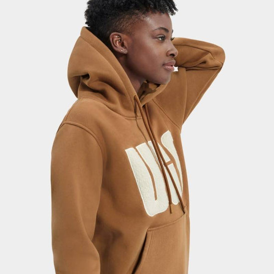 UGG REY UGGFLUFF LOGO Womens Hoodie Chestnut / Plaster - Shuperb