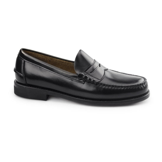 Carvelos JUAN Mens Leather Penny Loafers Black - Shuperb