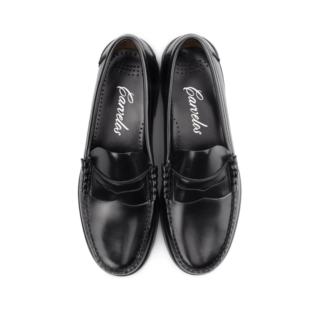 Carvelos JUAN Mens Leather Penny Loafers Black - Shuperb