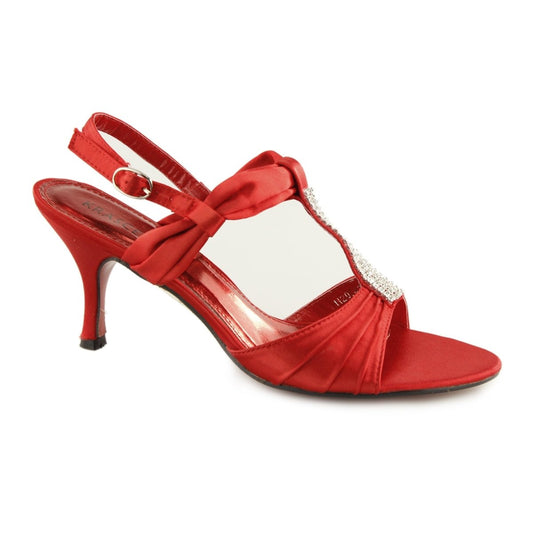 Shuperb H20043 Ladies Buckle Diamante Stiletto Heels Red - Shuperb