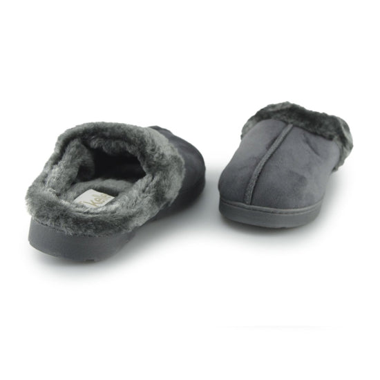 Dr Keller DECATOR Ladies Soft Mule Slippers Charcoal - Shuperb