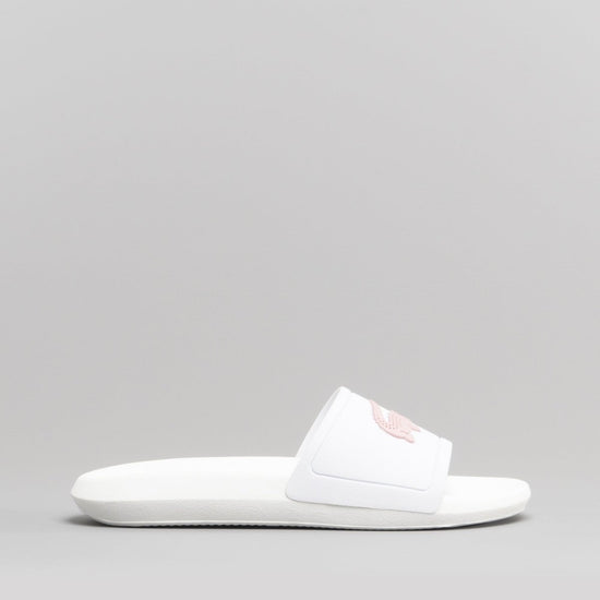 Lacoste CROCO SLIDE 119 3 Ladies Sliders White/Pink - Shuperb