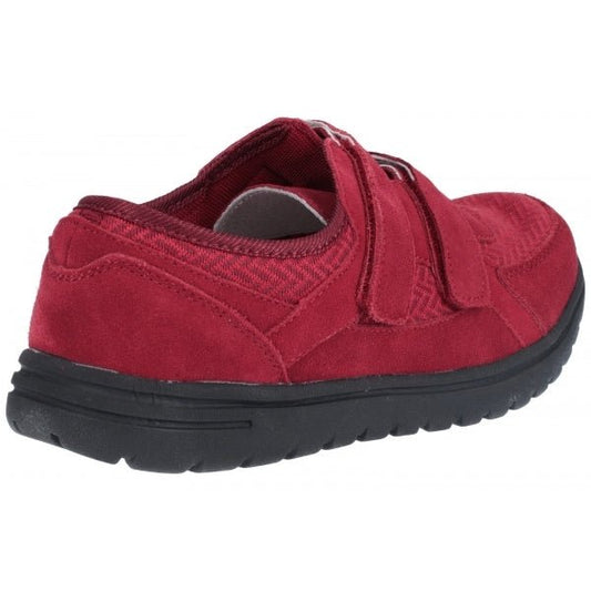 Fleet & Foster JEAN Ladies Suede Touch Fasten Shoes Bordo - Shuperb