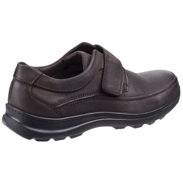 Fleet & Foster HURGHADA Mens Leather Touch Fasten Shoes Brown - Shuperb