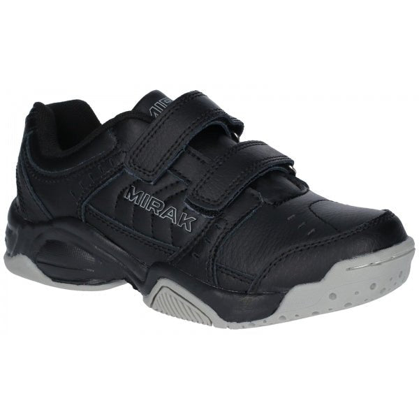 Mirak CONTENDER VELCRO Unisex Leather Trainers Black - Shuperb