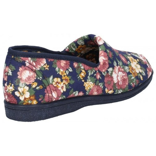 Mirak PATRICIA Ladies Full Slippers Floral Blue - Shuperb