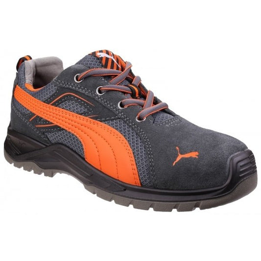 Puma Safety OMNI FLASH LOW Mens Suede Safety Trainers Orange/Grey - Shuperb