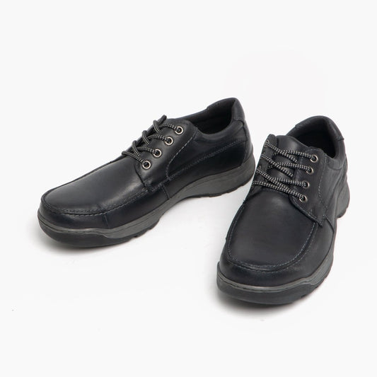 Hush Puppies TUCKER Mens Leather Casual Shoes Black - Shuperb