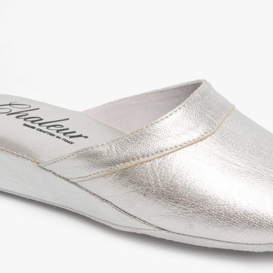 Chaleur FLORENCE Ladies Mule Slippers Silver - Shuperb