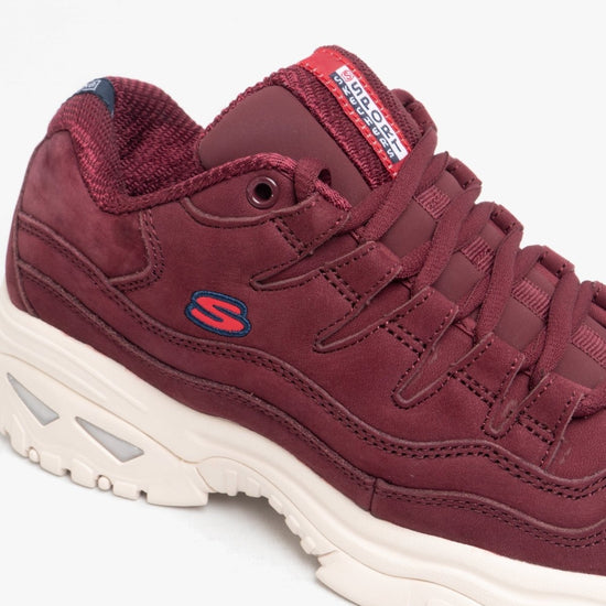 Skechers ENERGY Ladies Retro Sports Trainers Burgundy - Shuperb