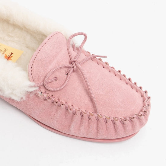 Mokkers EMILY Ladies Moccasin Slippers Pink - Shuperb