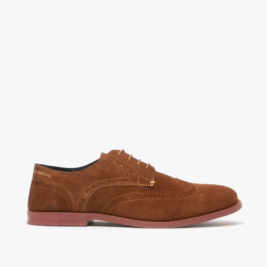 Silver Street London HOBART Mens Suede Brogue Shoes Tan - Shuperb