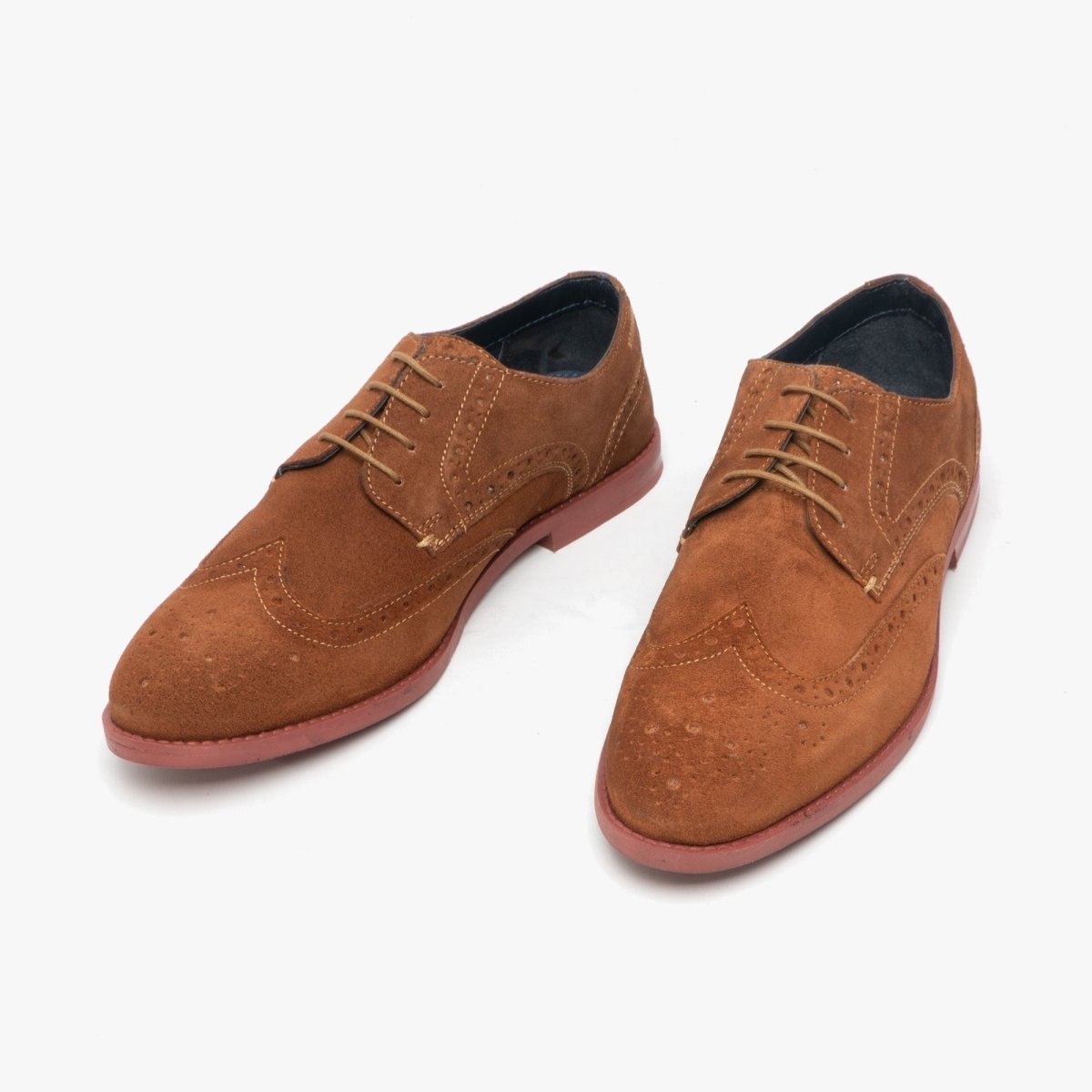 Silver Street London HOBART Mens Suede Brogue Shoes Tan - Shuperb