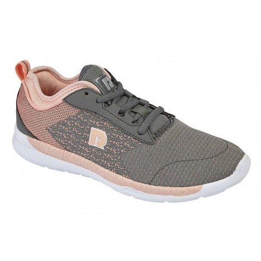 DEK ERICA Ladies Athletic Lace Up Trainers Grey/Salmon - Shuperb