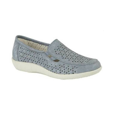 Boulevard RUTH Ladies Cut Out Slip - On Shoes Blue - Shuperb