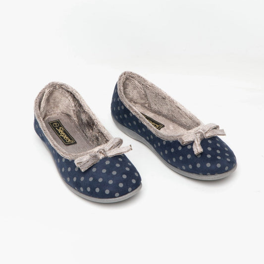 Sleepers LOUISE Ladies Full Slippers Navy - Shuperb