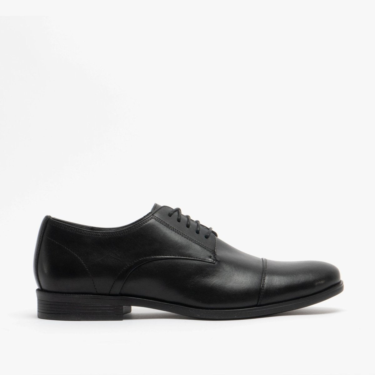 Hush Puppies OLLIE Mens Leather Toe Cap Shoes Black - Shuperb