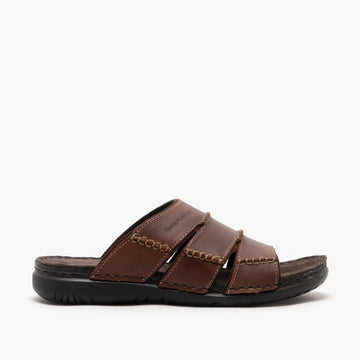 Hush Puppies CAMERON Mens Leather Mule Sandals Brown - Shuperb