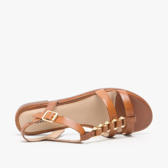 Hush Puppies LUCIA Ladies Leather Sandals Tan - Shuperb