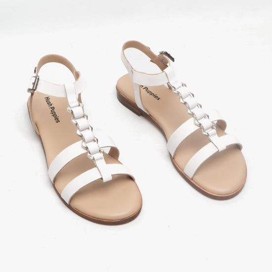 Hush Puppies LUCIA Ladies Leather Sandals White - Shuperb