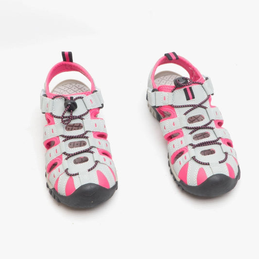 PDQ SASHA Ladies Toggle & Velcro Summer Trail Sandals Grey/Fuchsia - Shuperb