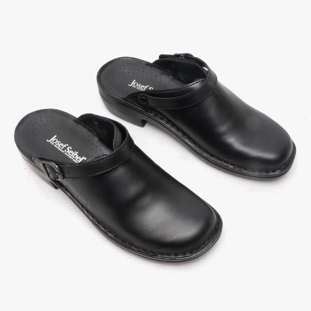 Josef Seibel BETSY Ladies Leather Mule Clogs Black - Shuperb