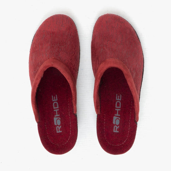 Rohde 2455 Ladies Slip On Mule Slippers Bordeaux - Shuperb