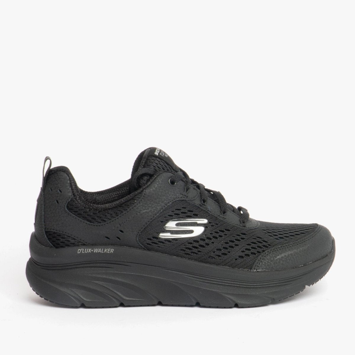 Skechers D'LUX WALKER INFINITE MOTION Ladies Trainers Black - Shuperb