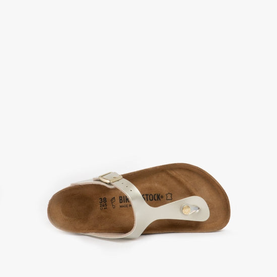 Birkenstock GIZEH 1015592 (Reg) Girls Birko - Flor Toe Post Sandals Electric Metallic Gold - Shuperb