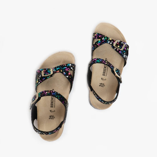 Birkenstock RIO 1019724 (Reg) Girls Two Strap Sandals Confetti Black Pop - Shuperb