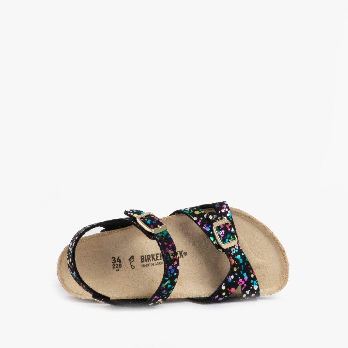 Birkenstock RIO 1019724 (Reg) Girls Two Strap Sandals Confetti Black Pop - Shuperb