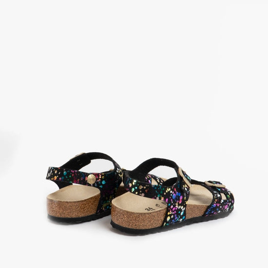 Birkenstock RIO 1019724 (Reg) Girls Two Strap Sandals Confetti Black Pop - Shuperb