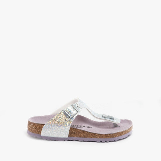 Birkenstock GIZEH 1018747 (Reg) Girls Toe Post Sandals Disco Ball Silver Lavender - Shuperb