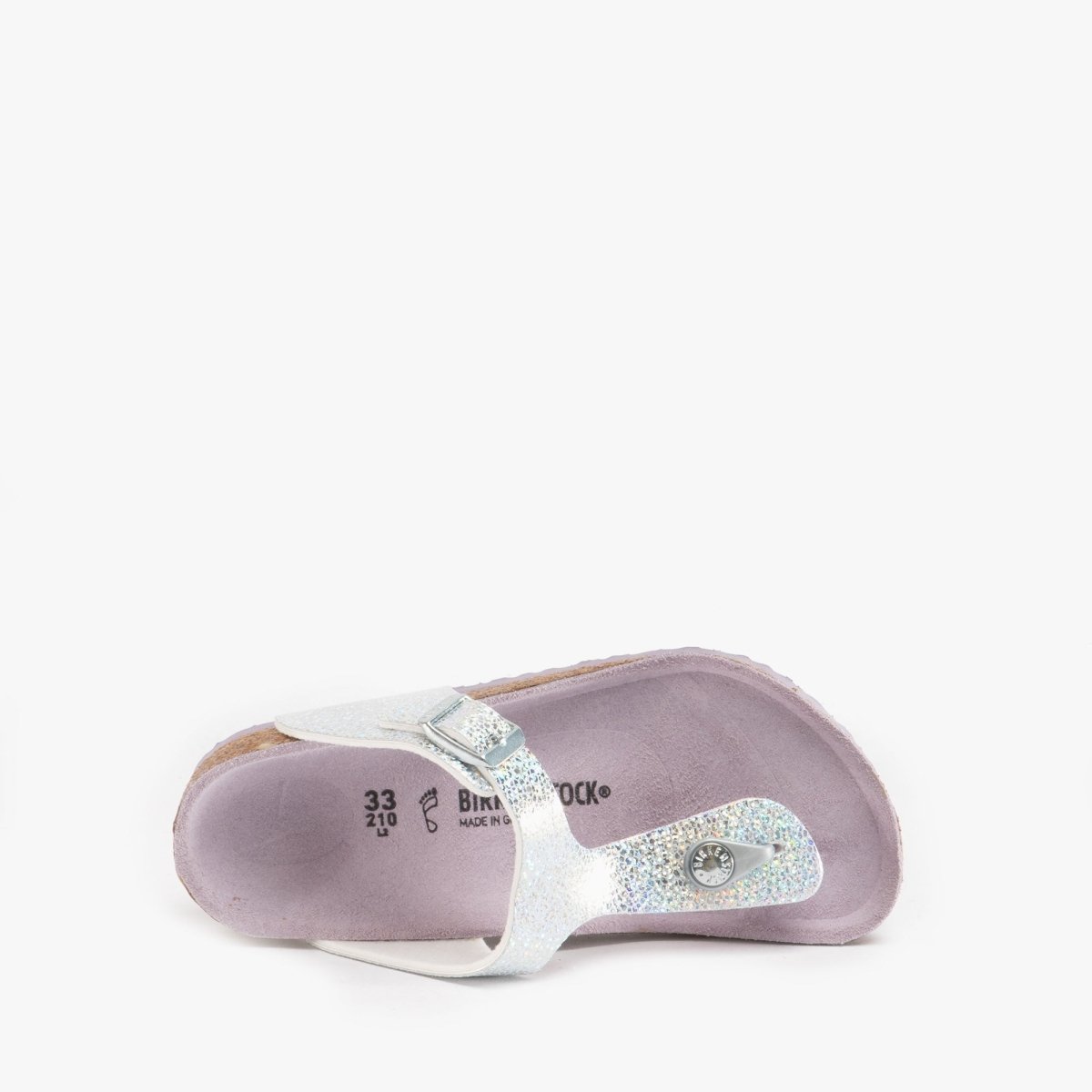 Birkenstock GIZEH 1018747 (Reg) Girls Toe Post Sandals Disco Ball Silver Lavender - Shuperb