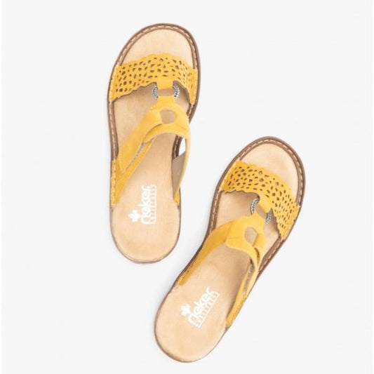 Rieker 608A7 - 68 Ladies Mule Sandals Yellow - Shuperb