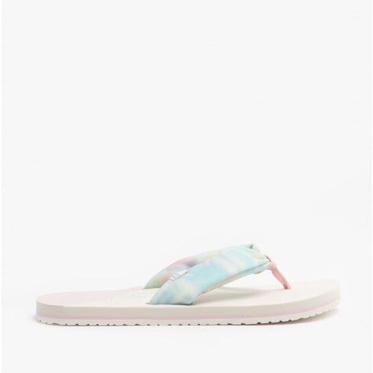 TOMS PIPER Ladies Jersey Flip Flops White/Multi Tie Dye - Shuperb