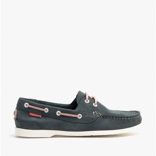 Chatham WILLOW Ladies Leather Boat Shoes Navy/Pink - Shuperb