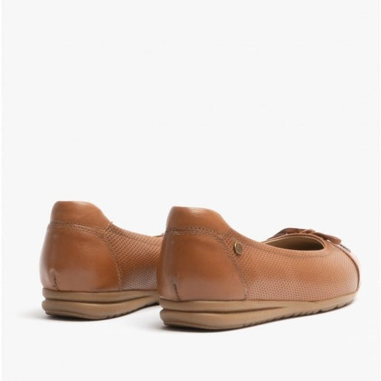 Hush Puppies JOLENE Ladies Leather Ballerina Shoes Brown - Shuperb