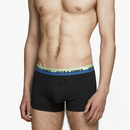 Jack & Jones NEON TRUNKS Mens Cotton 5 Pack Underwear Black - Shuperb