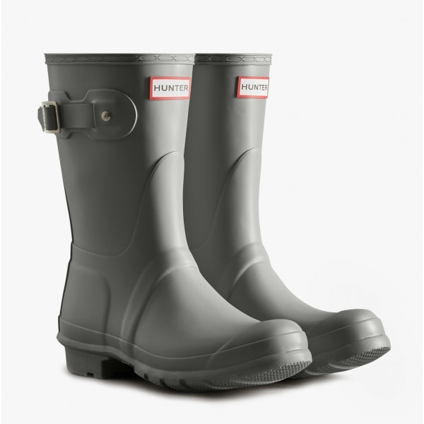 Hunter ORIGINAL SHORT Ladies Rubber Wellington Boots Tundra Grey - Shuperb