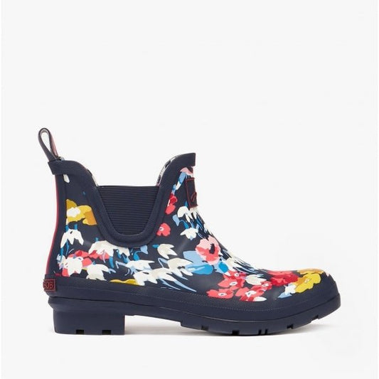 Joules WELLIBOB Ladies Rubber Ankle Wellington Boots Navy Florals - Shuperb