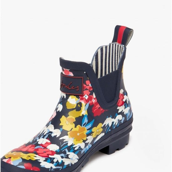 Joules WELLIBOB Ladies Rubber Ankle Wellington Boots Navy Florals - Shuperb