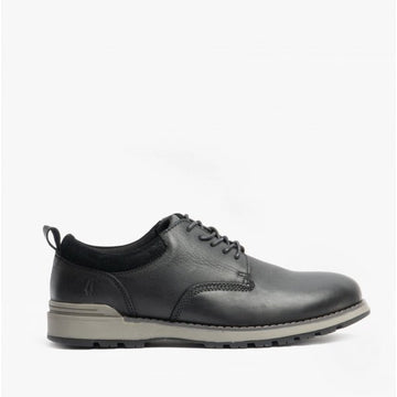 Hush Puppies DYLAN Mens Leather Derby Shoes Black - Shuperb