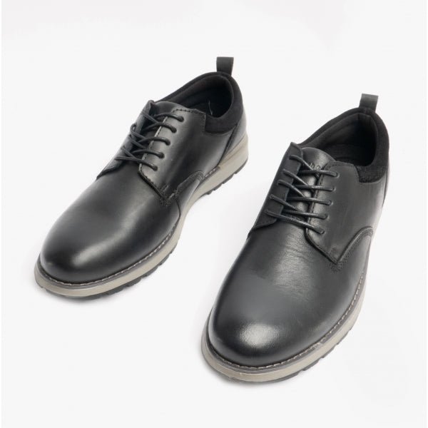 Hush Puppies DYLAN Mens Leather Derby Shoes Black - Shuperb