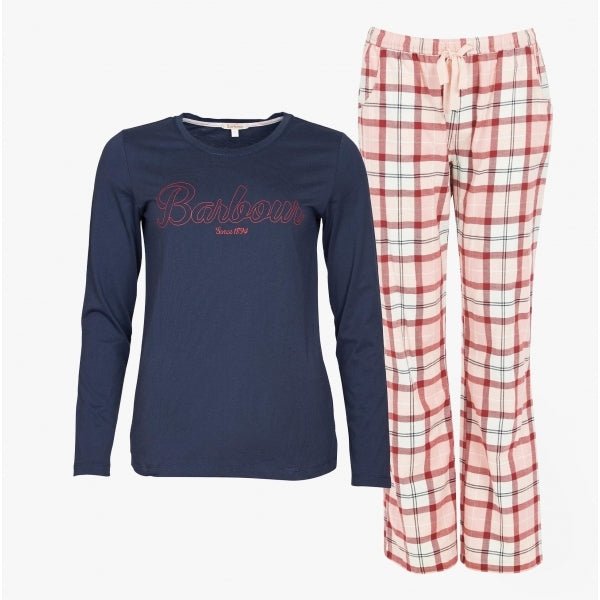 Barbour PHOEBE Ladies Cotton Blend Pyjama Set Red/Pink Tartan - Shuperb