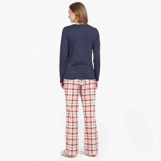 Barbour PHOEBE Ladies Cotton Blend Pyjama Set Red/Pink Tartan - Shuperb