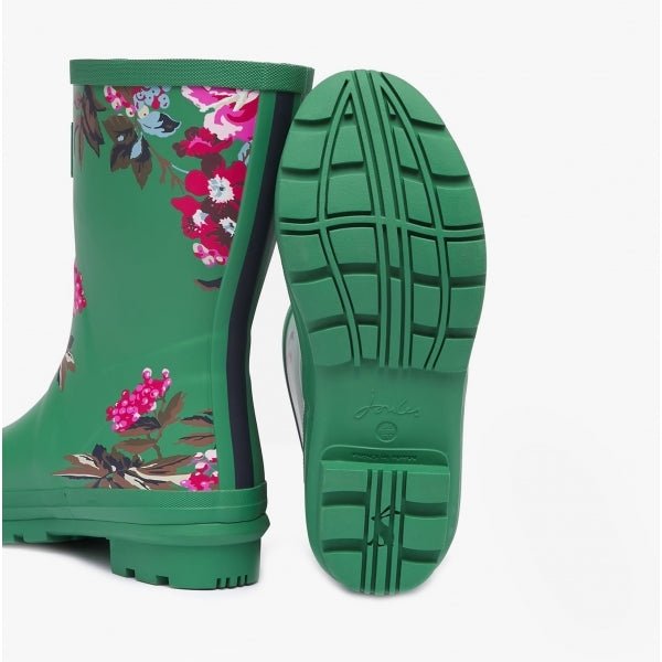 Joules MOLLY WELLY Ladies Rubber Mid - Height Wellies Green Florals - Shuperb