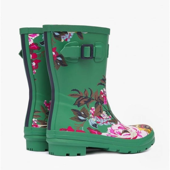 Joules MOLLY WELLY Ladies Rubber Mid - Height Wellies Green Florals - Shuperb