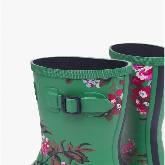 Joules MOLLY WELLY Ladies Rubber Mid - Height Wellies Green Florals - Shuperb